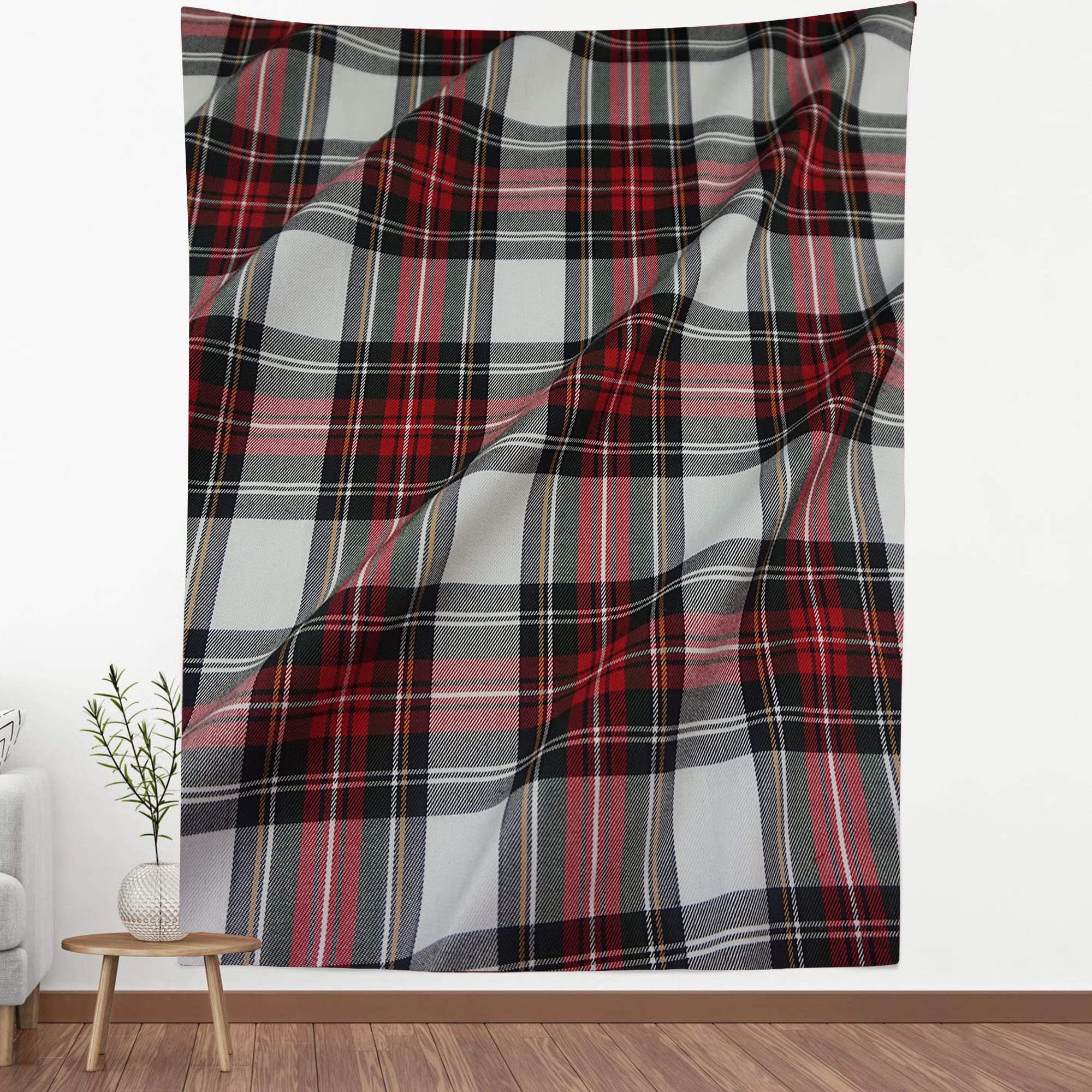 The Fancy Dress® Scottish Fashion Tartan Plaid Check Poly Viscose Wool, Craft & Dress, Red White, 100 x 150 centimeters - Image 2