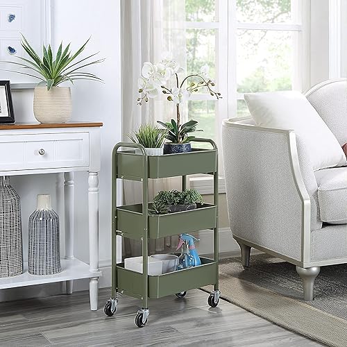 Miniatura 2 de SunnyPoint Organizador de almacenamiento de metal compacto y delicado de 3 niveles, carrito móvil de cocinadebajo del escritorio con ruedas