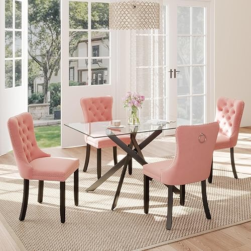 Miniatura 76 de Juego de comedor de cristal de lujo plateado de 5 piezas, juego de mesa de cocina minimalista moderno para 4 personas, juego de comedor con negro +