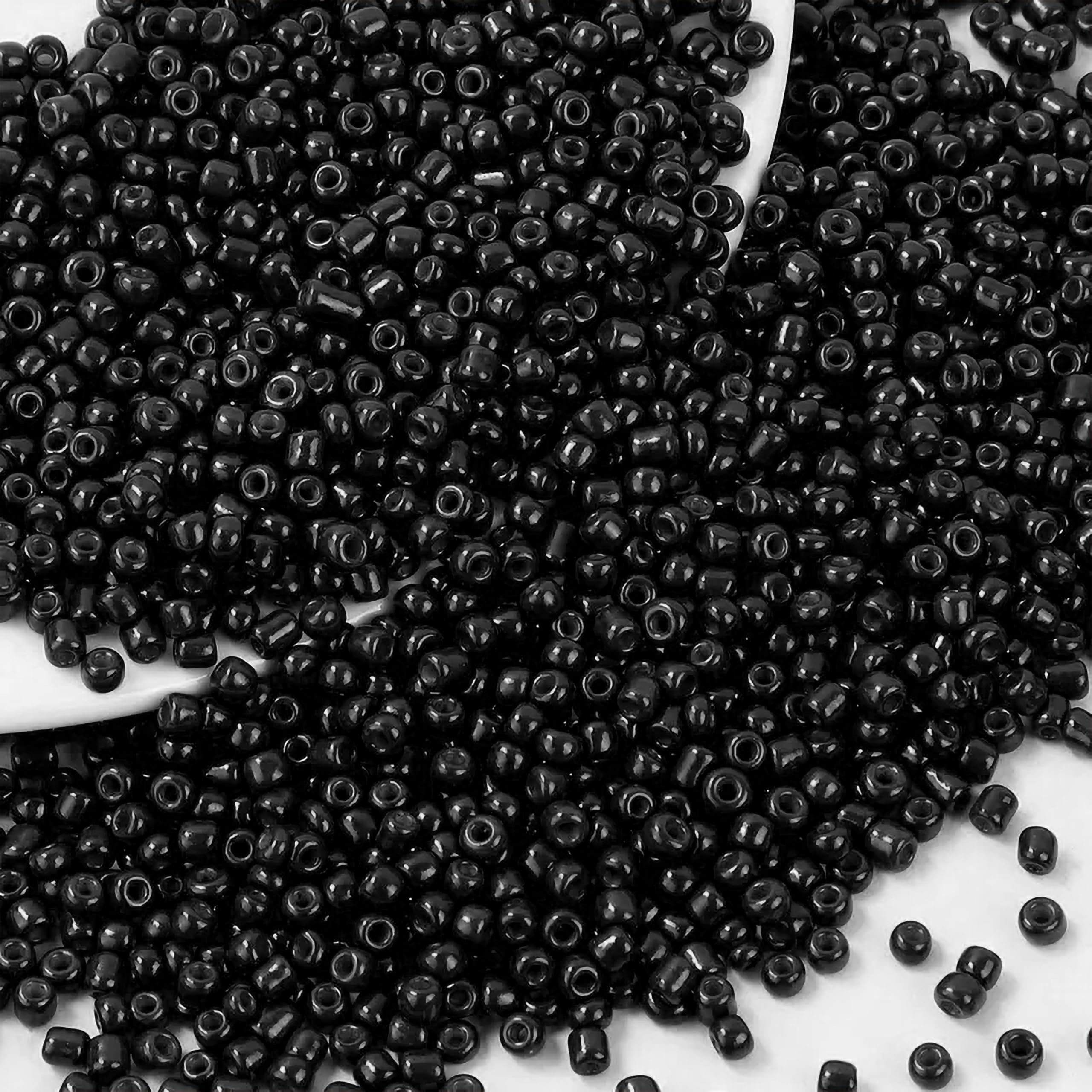 INDIKONB Seed Beads Opaque Coloured Small Glass Beads 11/0 2mm | Tiny Beads for Vibrant Crafting | Perfect for Jewelry Making, DIY Projects, and Beading (Black)-image-47