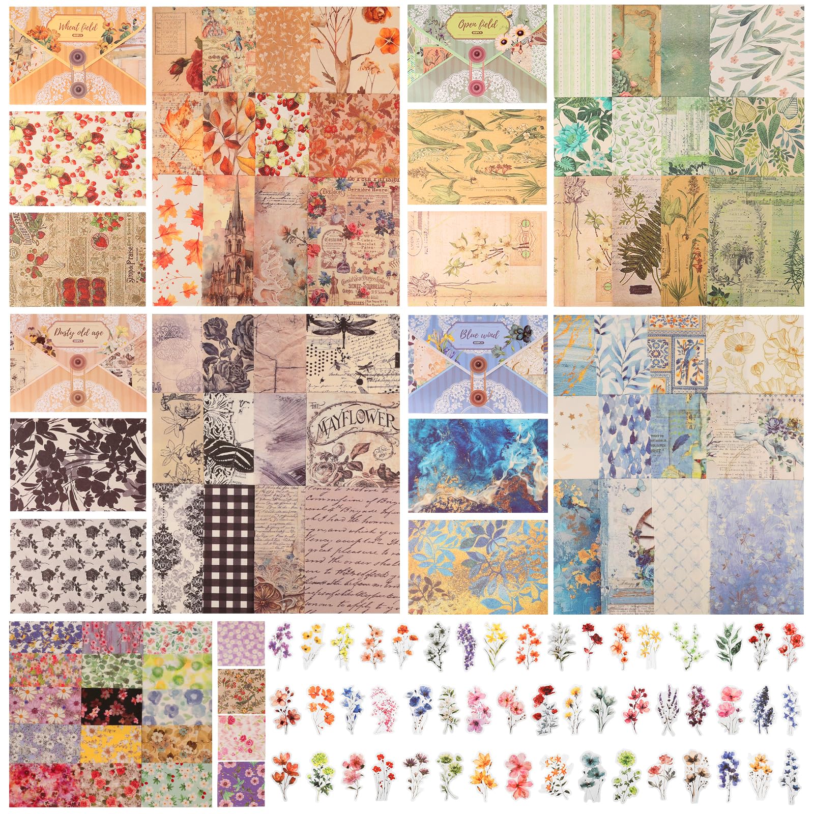 Vintage Scrapbook Paper - 300 Sheets for DIY Crafts -8