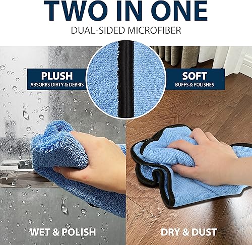 Miniatura 3 de Bust-HOP Toallas de microfibra para automóviles, secado de coche, toalla de pulido de detalles, con paño de microfibra sin bordes de seda, 16 x 16