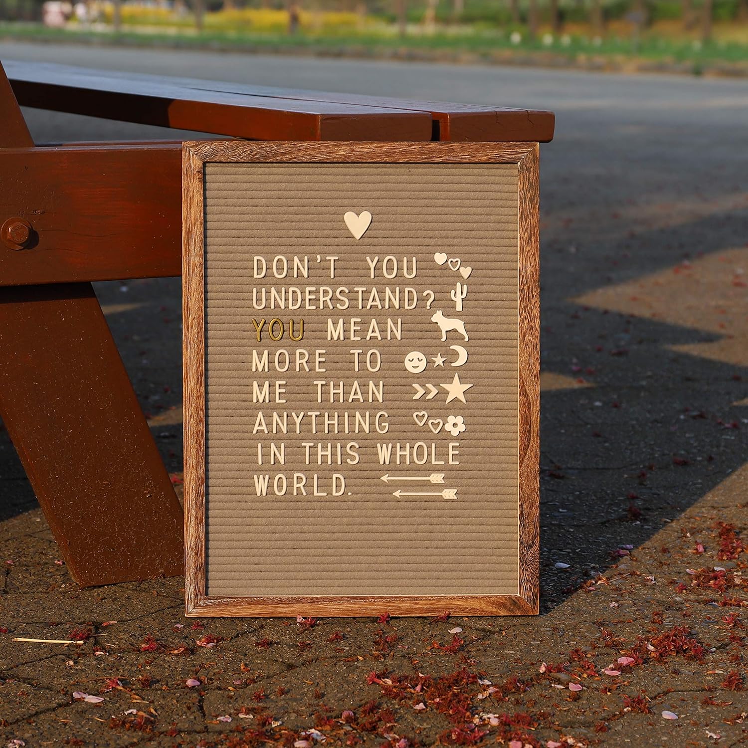 Hot Deals Rustic Wood Frame Gray Felt Letter Board 12x16 inch. Precut White & Gold Letters, Script Cursive Words, Wood Stand, Scissors. Changeable Letter Board Sign for Pregnancy Announcement. First Day Of School Message Board