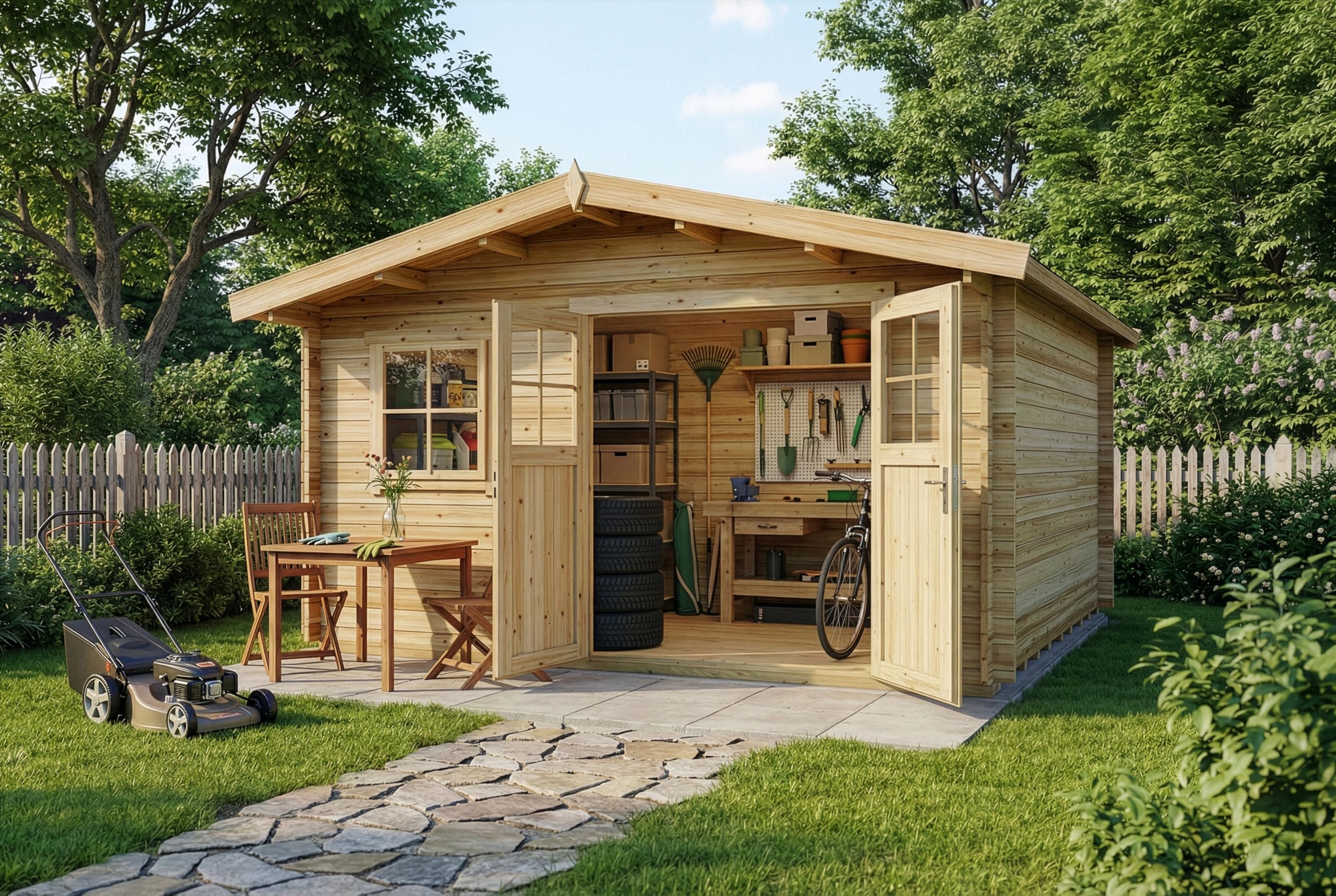 Alpholz Gartenhaus Valerie 428x427cm Naturbelassen mit Boden