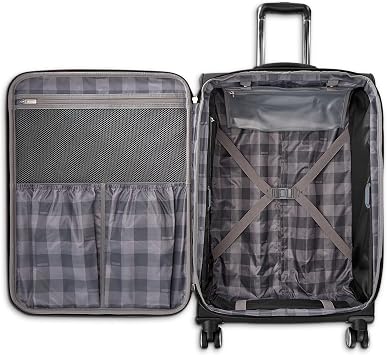 American Tourister Whim Softside Expandable Luggage with Spinners, Black, 2PC SET (Carry-on/Medium)