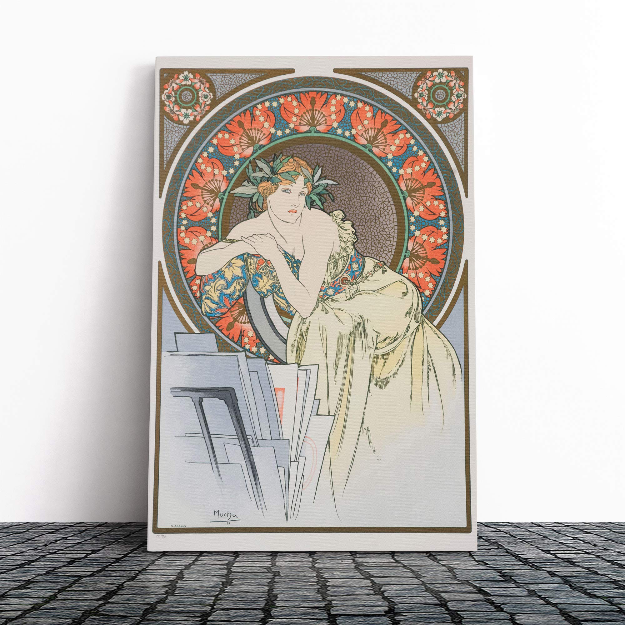 Alphonse Mucha Piece (1) Canvas Print | Gallery Wrapped 30mm Frame Wall Art | 30x20 inches | Ready to Hang | Modern Picture | Living Room Bedroom Lounge Office
