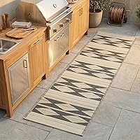 Vista 28 de Fab Habitat - Alfombra de exterior azteca, impermeable, resistente a la decoloración, sin arrugas, plástico reciclado de primera calidad, a rayas