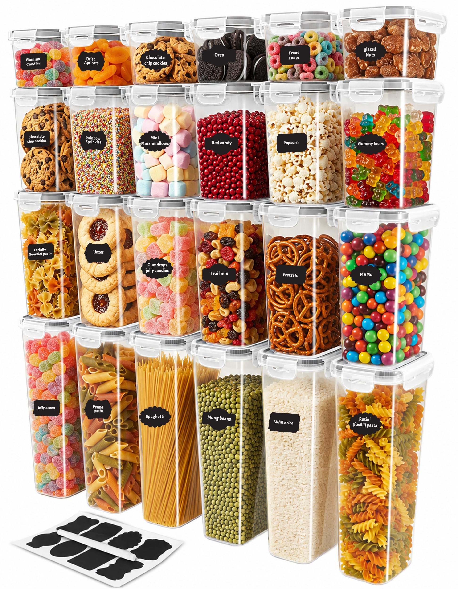 KICHLY Plastic Airtight Food Storage Containers 24 Pack