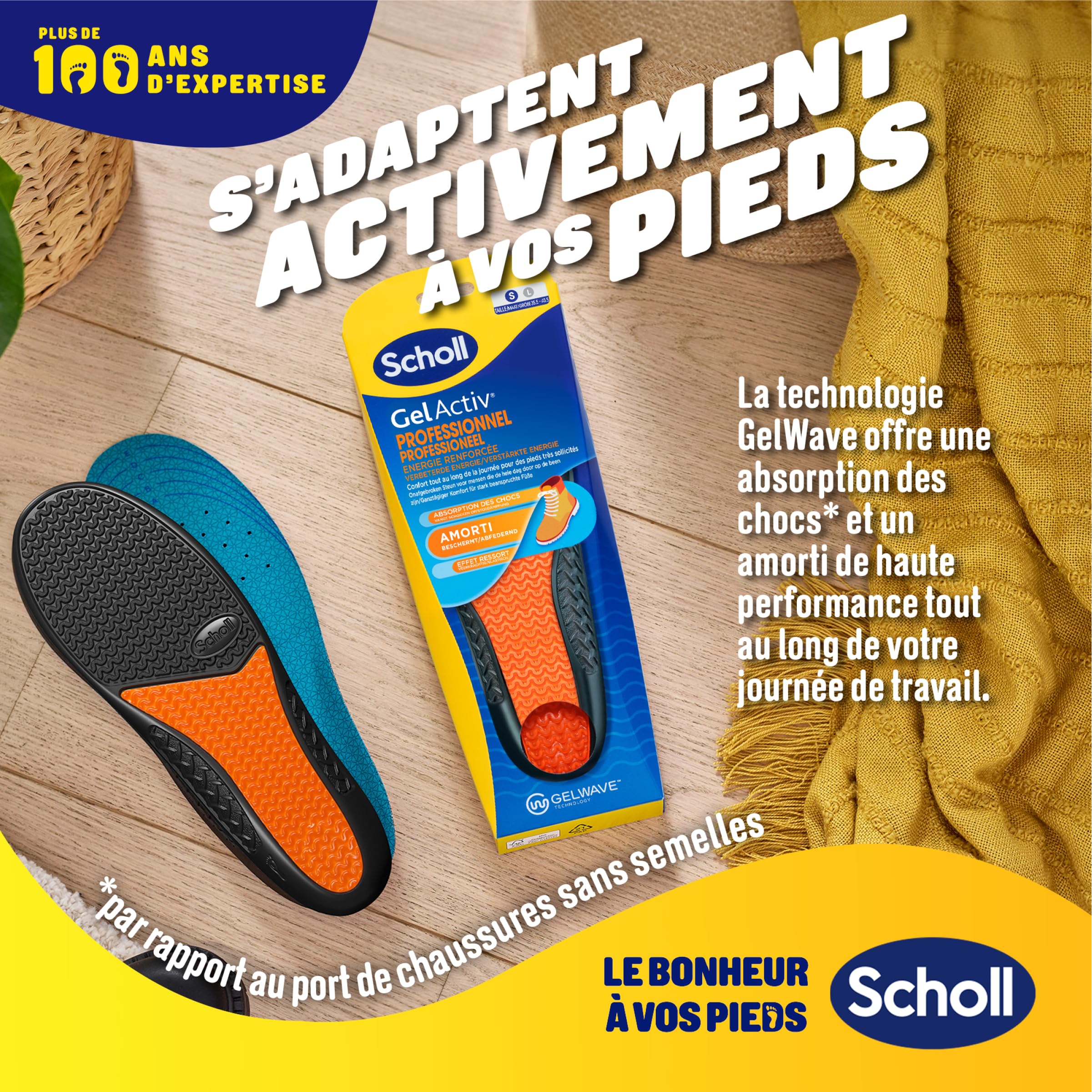 Scholl Wkładki GelActiv Professional - Damskie buty robocze - Dla długotrwałego komfortu z amortyzacją wstrząsów i wzmocnioną amortyzacją dzięki technologii GelWave - Rozmiar 35,5 do 40,5