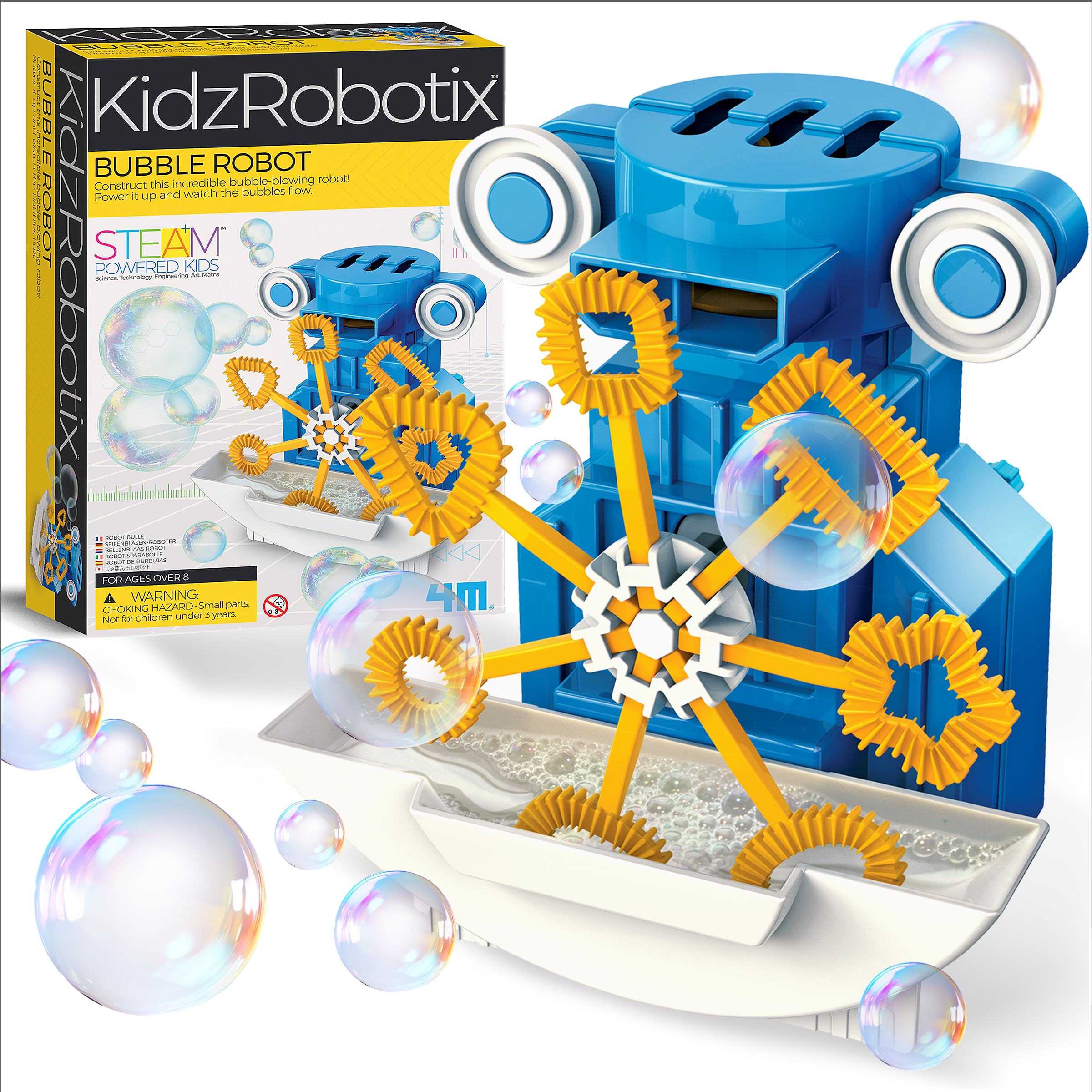 4M KidzRobotix - Bubbles Robot - Build an Automatic Bubble Machine Robot, Inspire STEM Learning, Boost Creativity, and Enjoy Hands-On Fun with This DIY Kit for Kids Aged 8 and Up