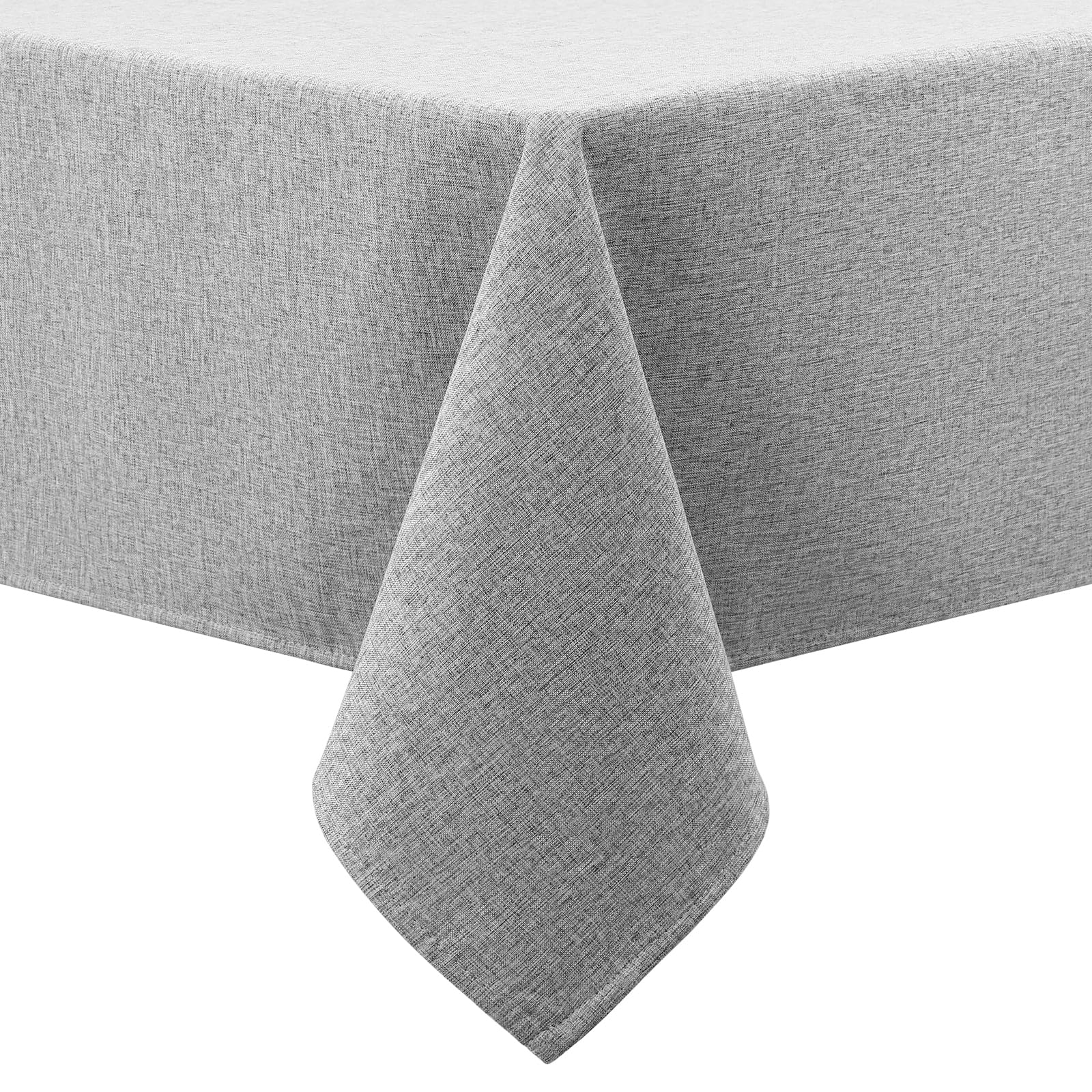 smiry Faux Linen Table Cloth Rectangular 140x100cm, Water resistant Tablecloth with Flannel Backing