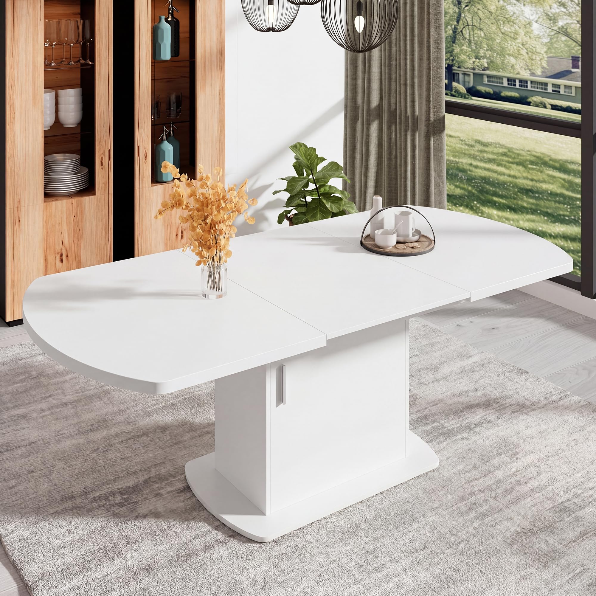 Generisch Tavolo da pranzo ovale allungabile, 140-200 x 80 x 75 cm, bianco