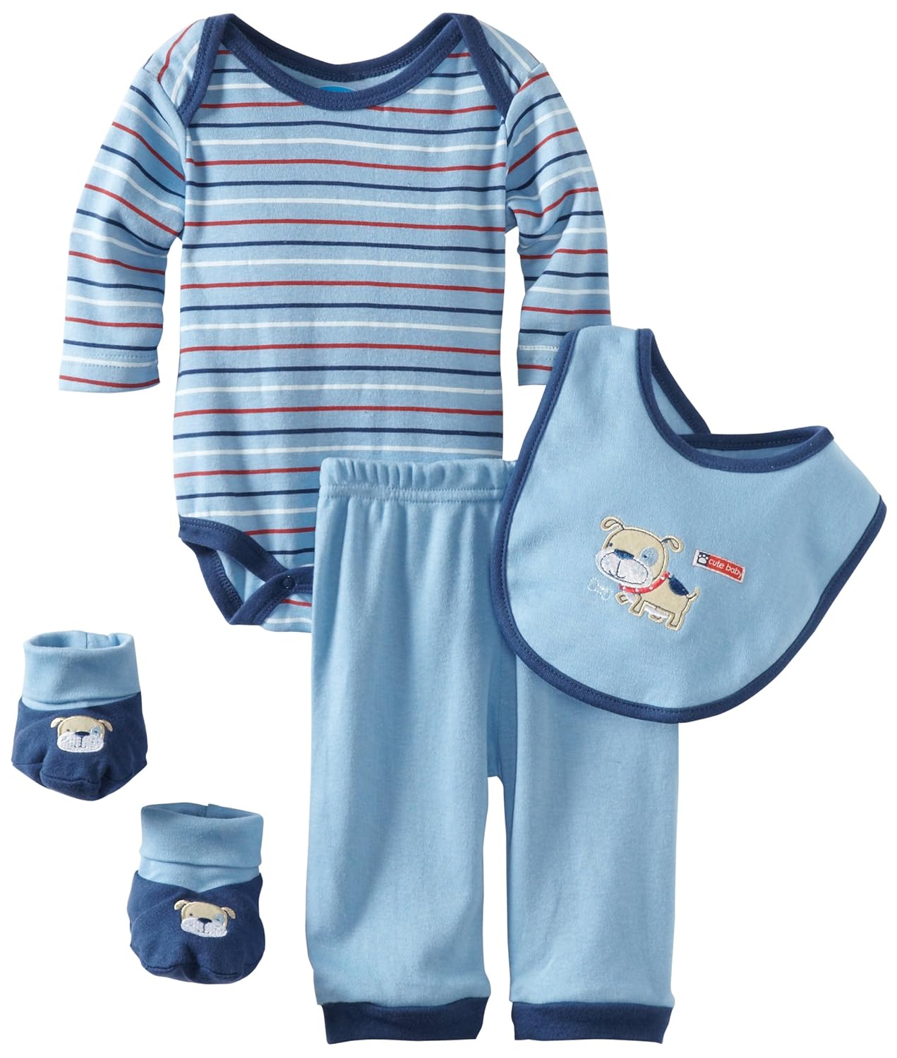 Buy Bon Bebe Babyboys Newborn Doggie With Bone 4 Piece Pant Set, Blue