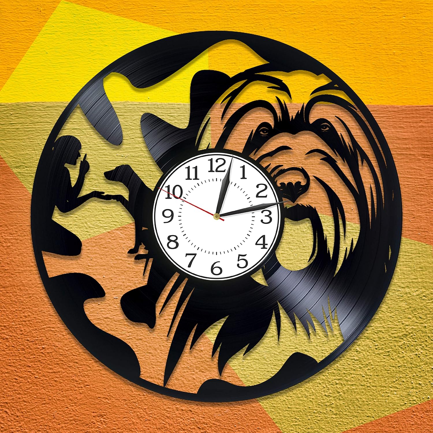 Animal Original Home Decor Doggy Vinyl Clock 12 Inch for Man and Woman Cute Dog Birthday Gift Idea for Kids Dog Vinyl Record Wall Clock Animal Handmade Products
