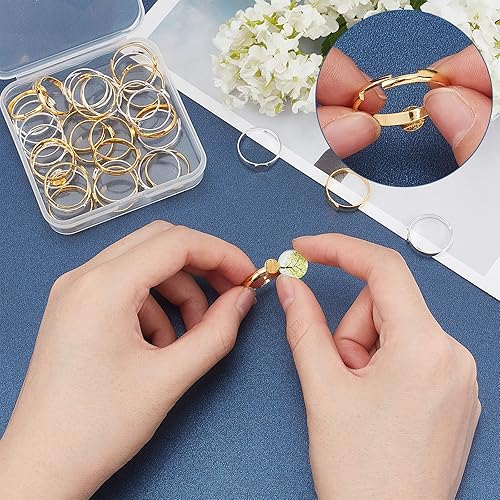 Miniatura 6 de PH PandaHall 40 piezas de anillos en blanco, base de anillo ajustable de 0.67 pulgadas, bandeja en blanco con base plana de 0.236 pulgadas, anillos