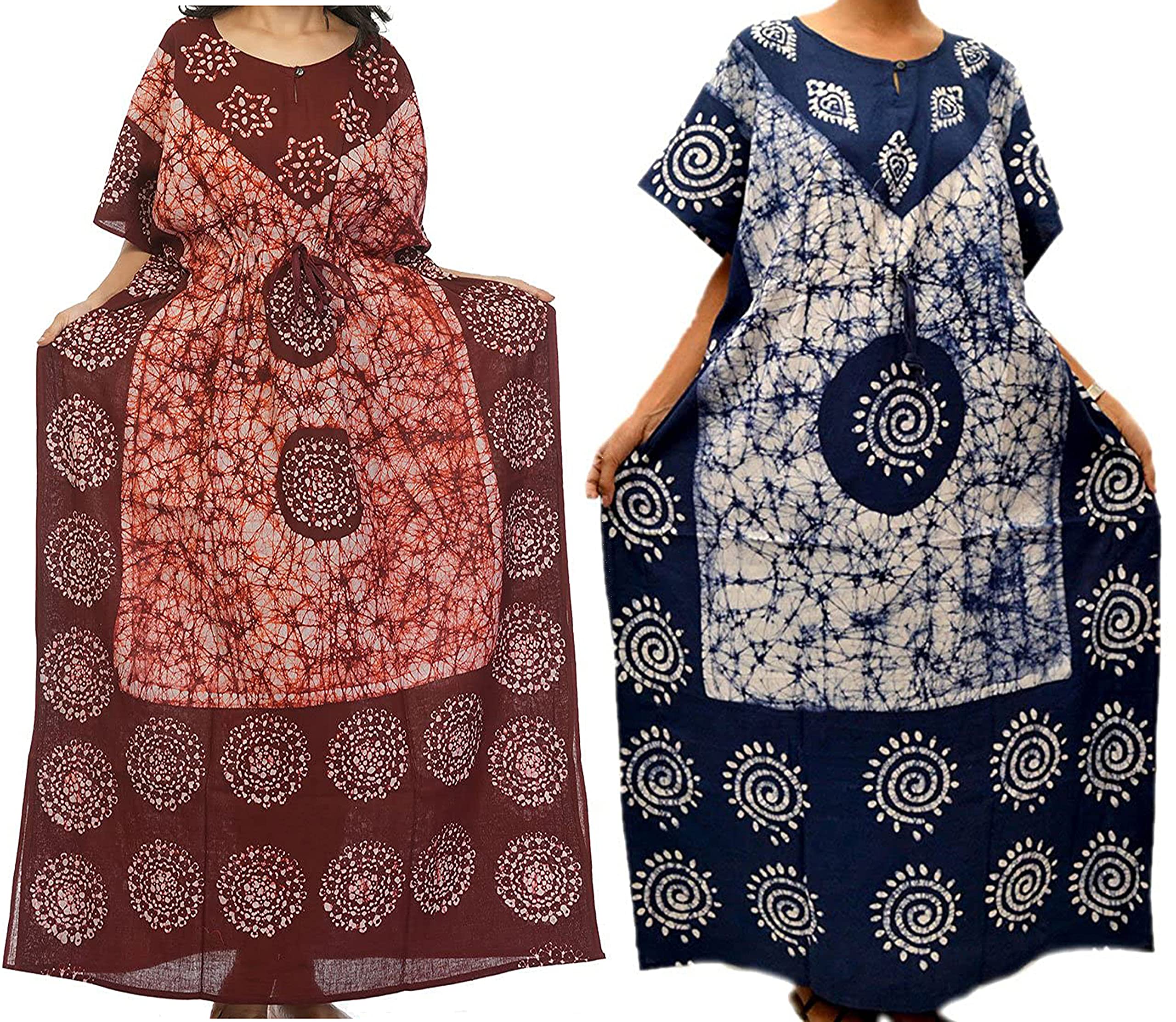 Cotton Kaftan Combo Indian Caftan Set of 2 Floral Print Bohemian Maxi Long Nighty Dress-picture-10