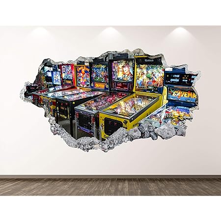 Amazon.com: Vintage Pinball Machine Wall Decal Art Decor 3D Smashed ...