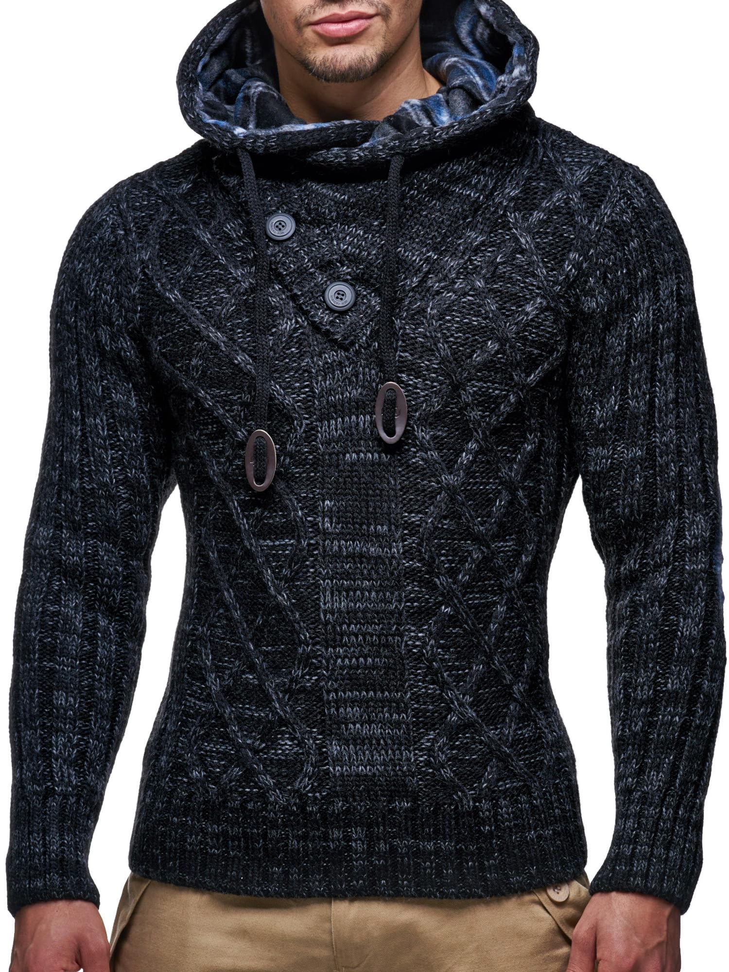 Leif Nelson Herren Strickpullover mit Kapuze/Hochwertiger Winterpullover im Regular Fit Schnitt, ideal für Casual und Business-Looks, in vielfältigen Größen und Farben verfügbar