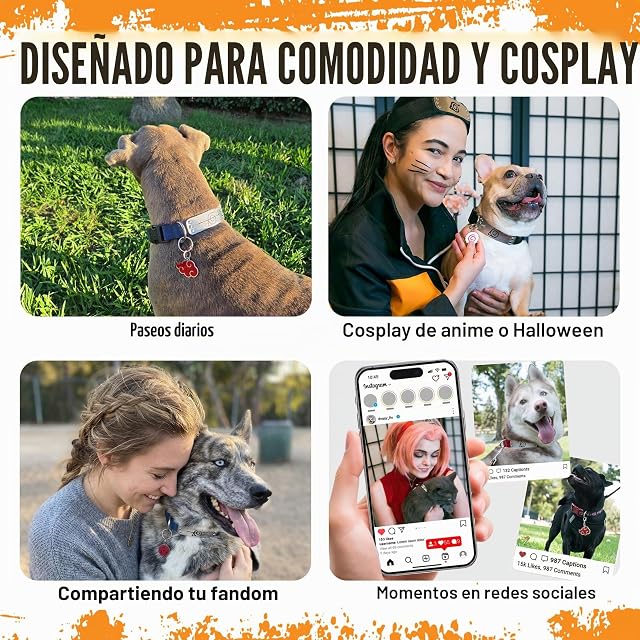Foto 5 de 8 de Naruto - Collar de perro para perros grandes, medianos, XS/pequeños: collar de perro de anime con licencia…