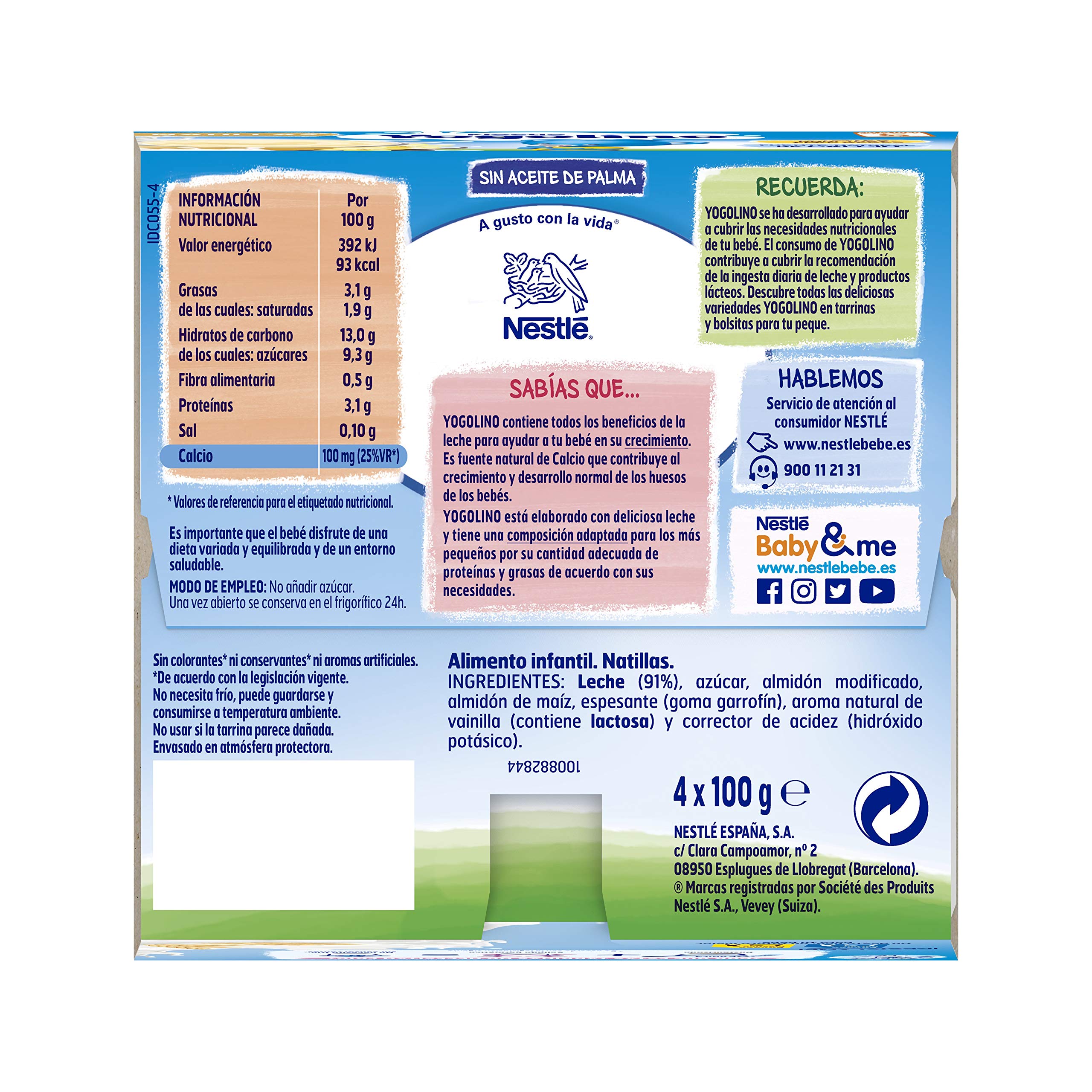 YOGOLINO NESTLÉ natillas sabor vainilla sin azúcar añadido, desde 6 meses, Pack de 6 (4x100g), Fórmula mejorada — view 2
