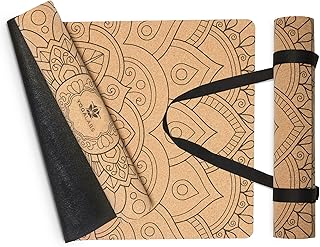 Premium 2-in-1 Yoga-Matte aus Kork & Naturkautschuk inkl. Tragegurt 183 x 61 x 0,4cm (groß) - Gymnastik- & Pilates-Matte rutschfest, 100% nachhaltig, schadstofffrei