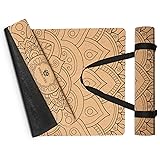 Premium 2-in-1 Yoga-Matte aus Kork & Naturkautschuk inkl. Tragegurt 183 x 61 x 0,4cm (groß) - Gymnastik- & Pilates-Matte rutschfest, 100% nachhaltig, schadstofffrei Mandala