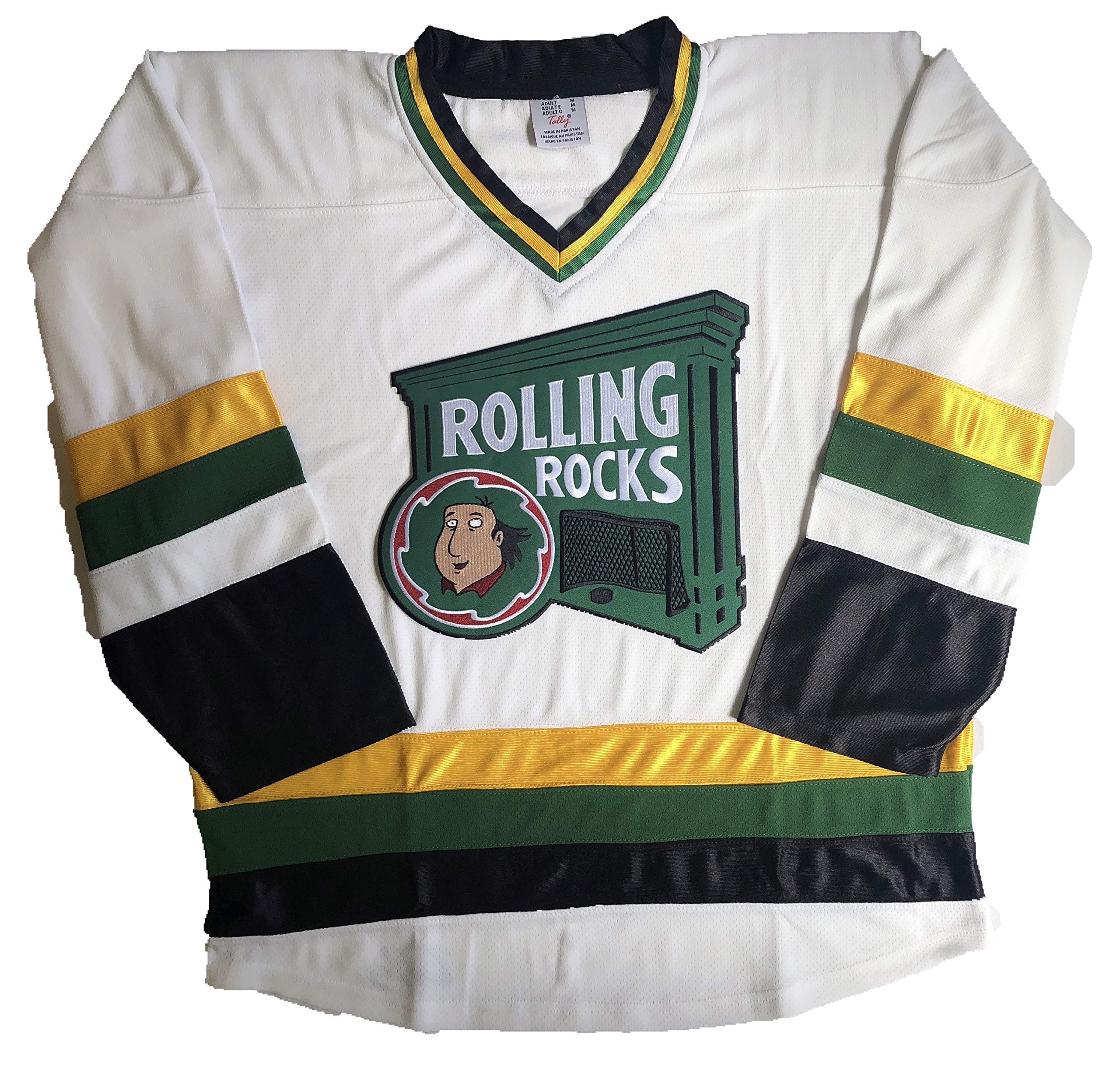 White Rolling Rocks Jerseys - Pro Quality Jerseys; We are Ready to Customize with Names and Numbers (White, Adult Goalie Cut)