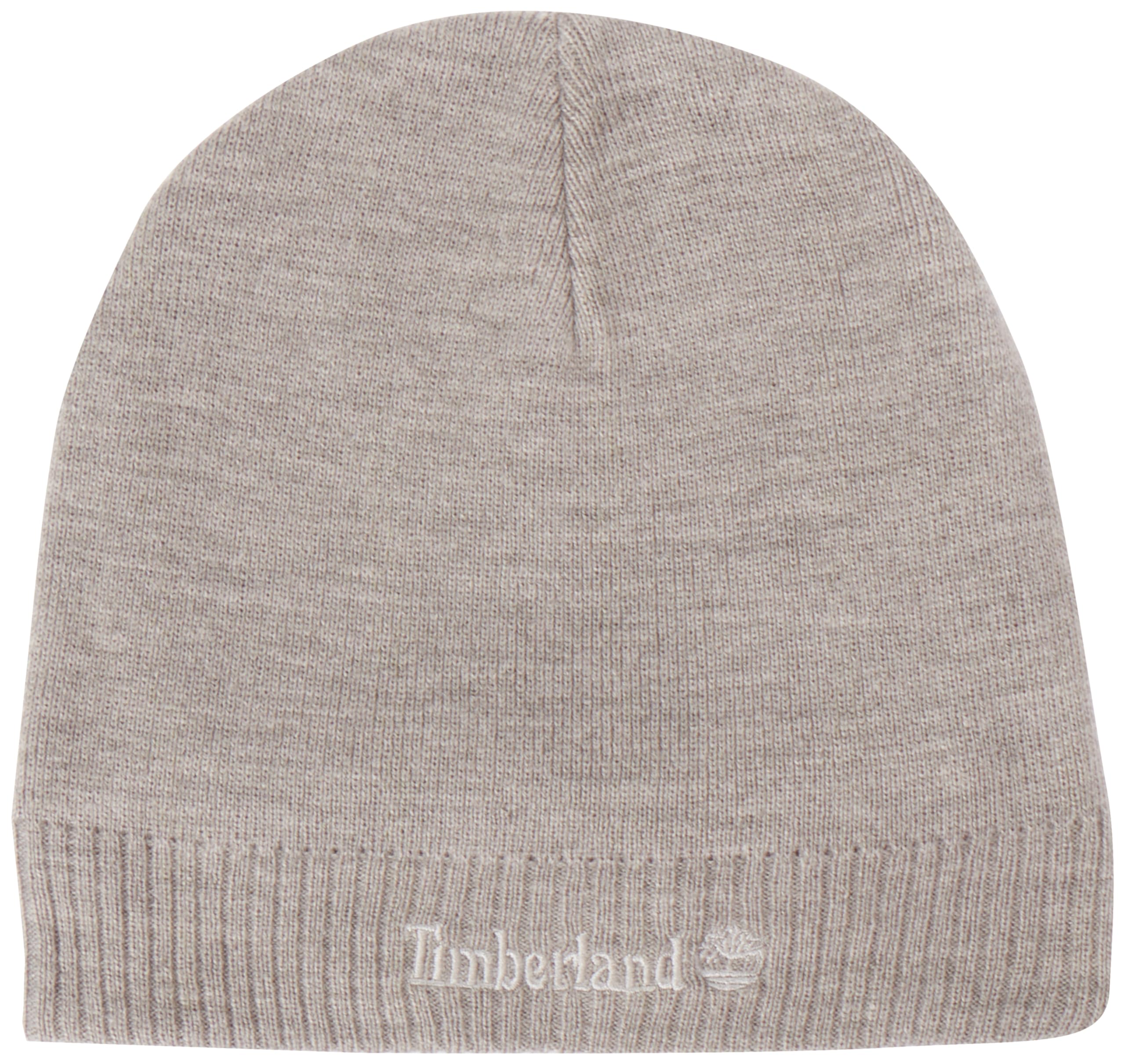 Timberland Men's Knit Logo Beanie Beret, Light Grey,
