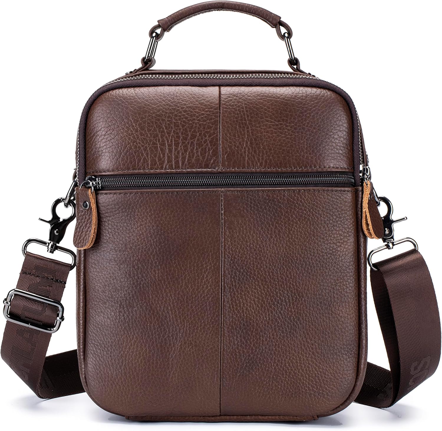 Genuine Leather Shoulder Bag for Men, Medium Messenger Bag Crossbody, Mens Handbag with Multiple Pockets for Daily