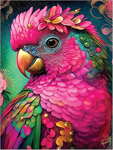 KI Puzzles Rompecabezas de 550 piezas para adultos Queen's Aviary - Petra RomantzArt Bird Jigsaw de 24 x 18 pulgadas, multicolor