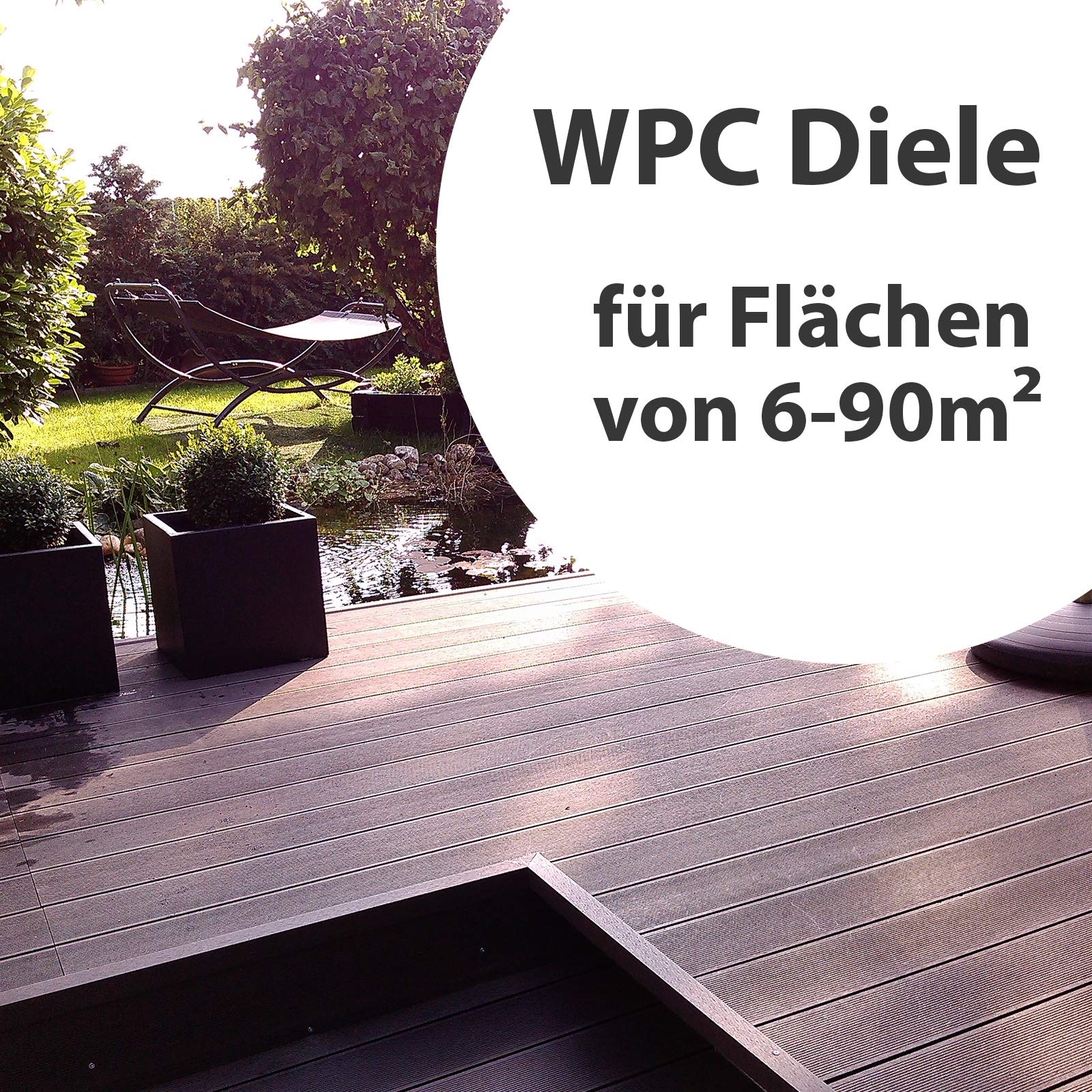 WPC Terrassendielen Massiv Dielen - Komplett-Set Dunkelbraun | 10 m² (5m x 2m) Holz-Brett Dielen | Boden-Fliesen + Unterkonstruktion & Clips | Balkon Boden-Belag + rutschfest + witterungsbeständig