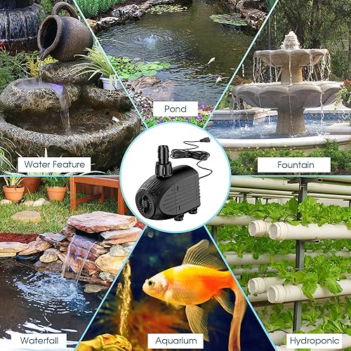 Miniatura 8 de NFESOLAR Bomba sumergible de 880 GPH, bomba de agua sumergible ultra silenciosa de 60 W con protección de combustión en seco de 9 pies de altura