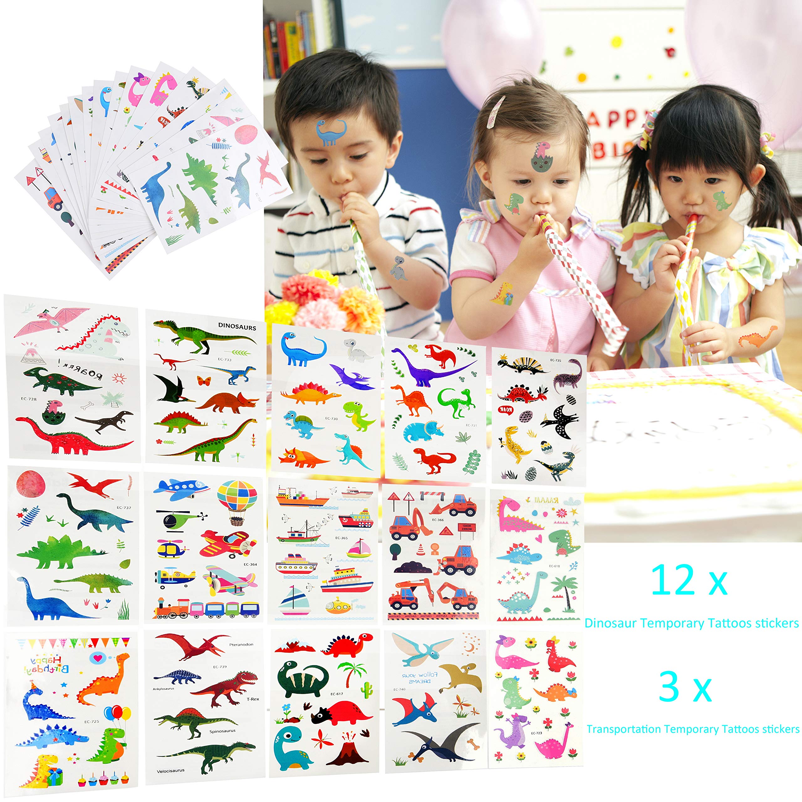 Temporäre Tattoos Für Kinder – Dinos & Fahrzeuge, 190 Sticker