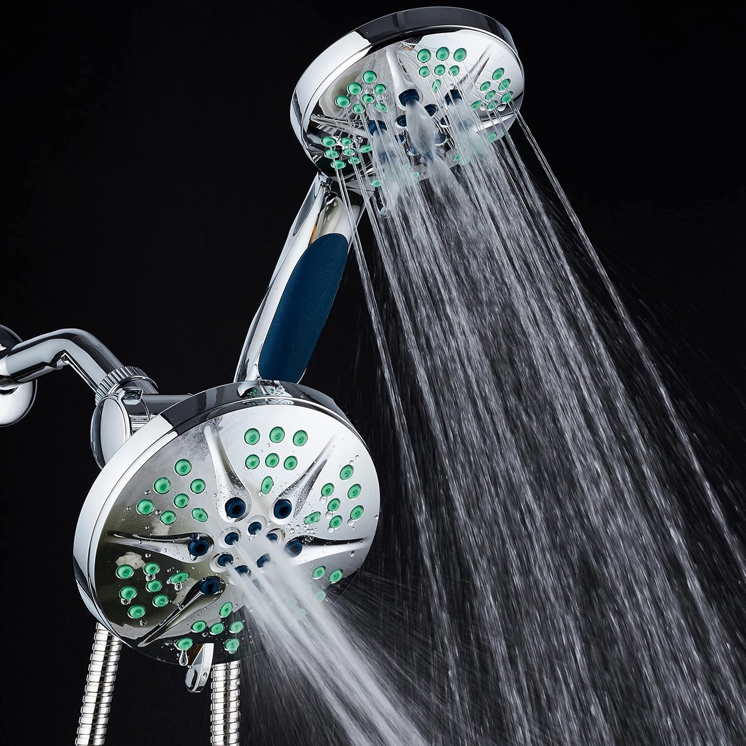 Hotel Spa NOTILUS High Pressure Luxury 3-in-1 Rain Shower Spa Combo, 2-Zone Anti-Clog Nozzles- 6 Settings, 6'', Anti-Slip Grip, Metal Fittings, Stainless Steel Hose, Chrome