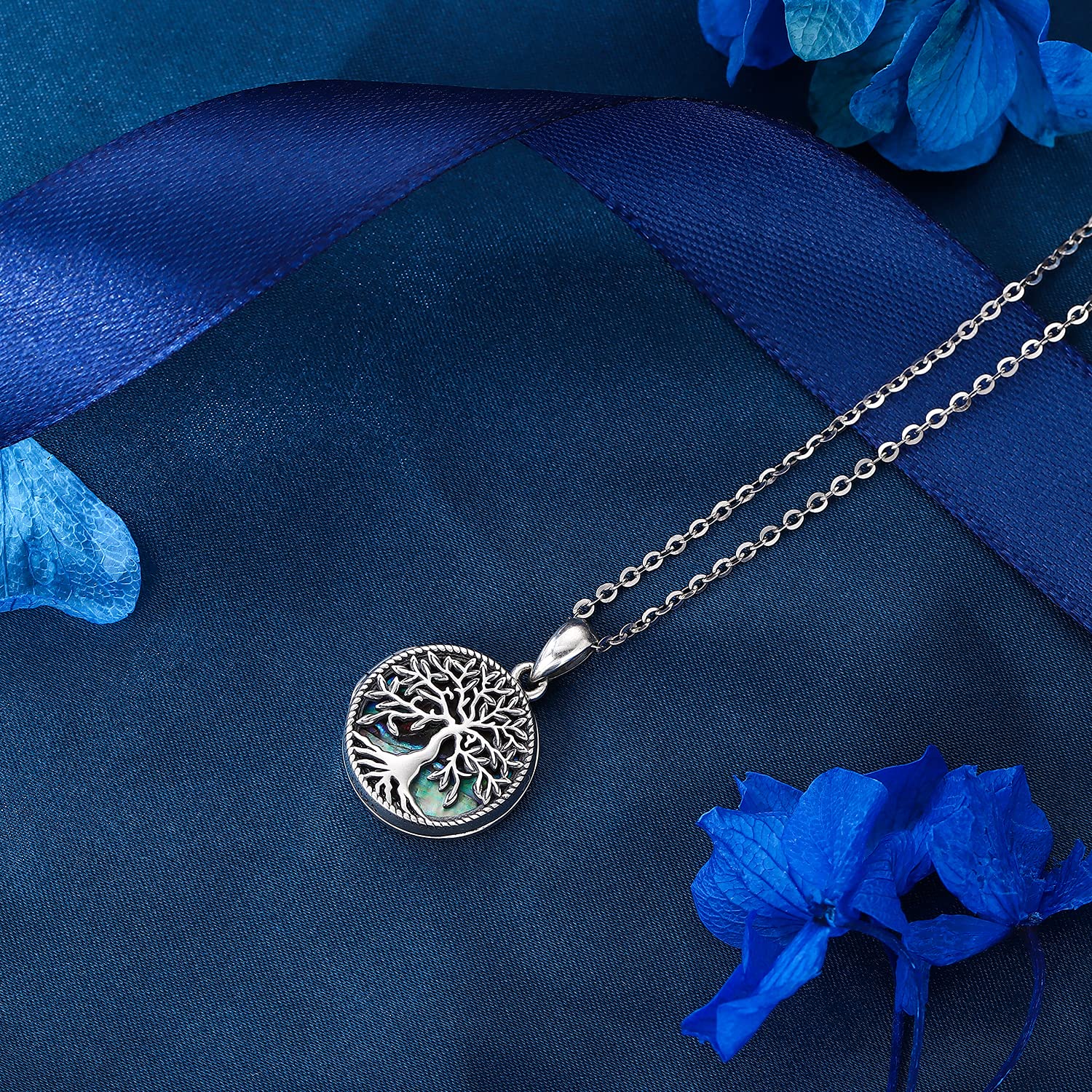 Collana con Medaglione Foto in Argento Sterling 925, Collana Personalizzata Foto, Ciondolo Portafoto Albero della Vita, Regali di Gioielli di Memoria per Donne Ragazze Mamma