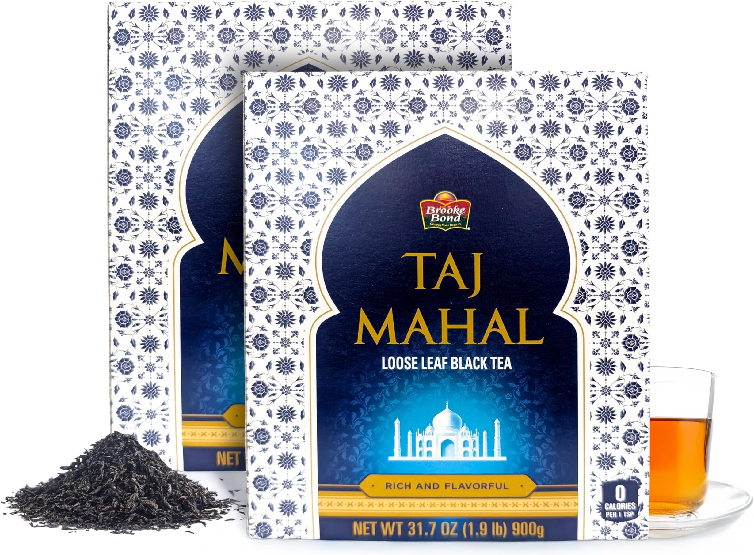 Taj Mahal Tea by Brooke Bond | Loose Tea | Black Tea | Compatible for Chai & Milk | Premium Blend | Refreshing Taste | 900 Grams (Pack of 2)