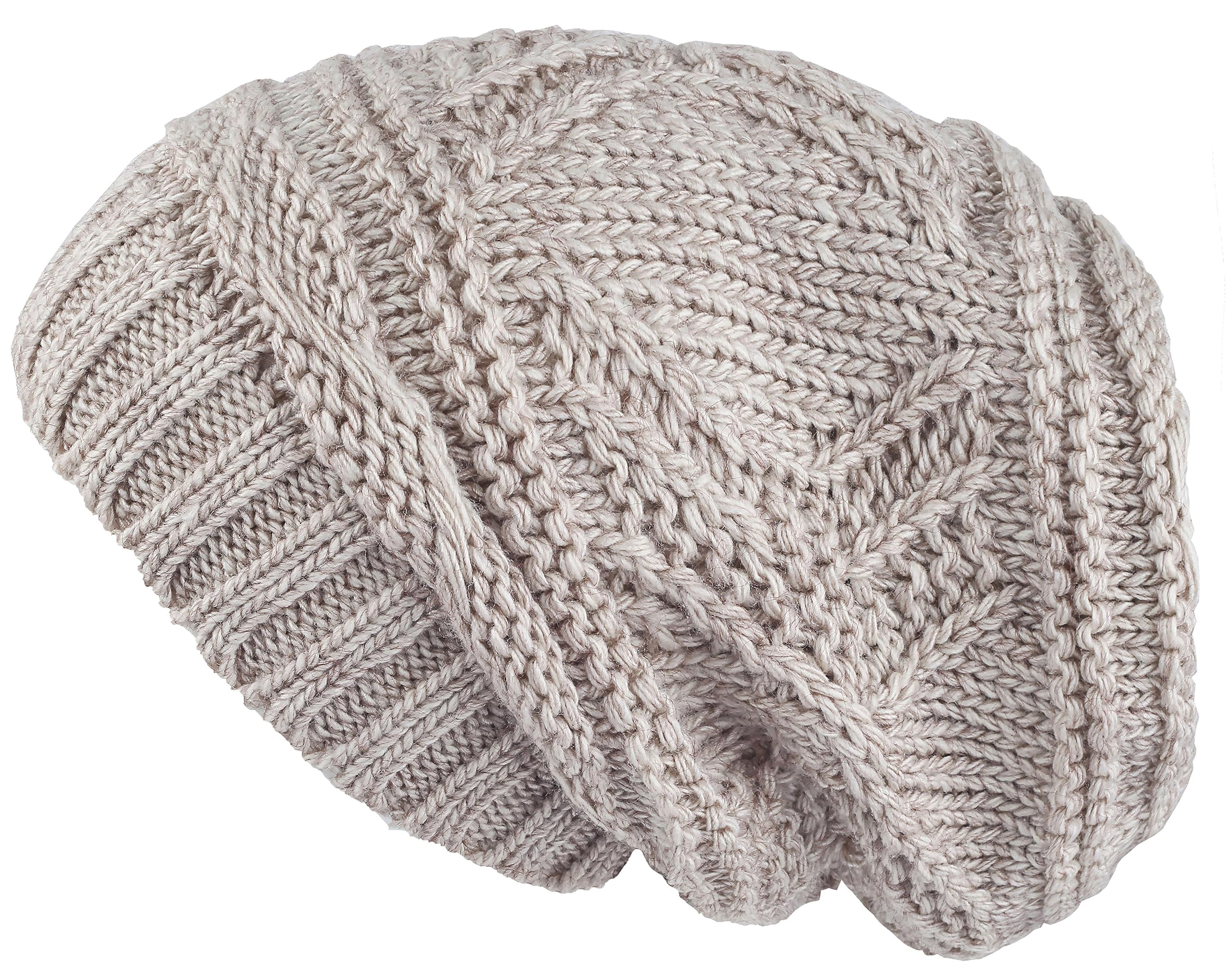 Lilax Knit Slouchy Oversized Soft Warm Winter Beanie Women Hat Beige