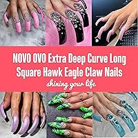 Vista 7 de NOVO OVO Halloween 100 piezas de puntas de uñas largas curvadas en forma de halcón, puntas de uñas transparentes extra súper extremas de curva