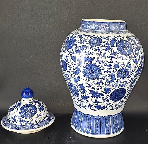 Miniatura 4 de 20 "clásico azul y blanco porcelana cerámica floral templo jengibre tarro jarrón, estilo grande de China Ming, Jingdezhen