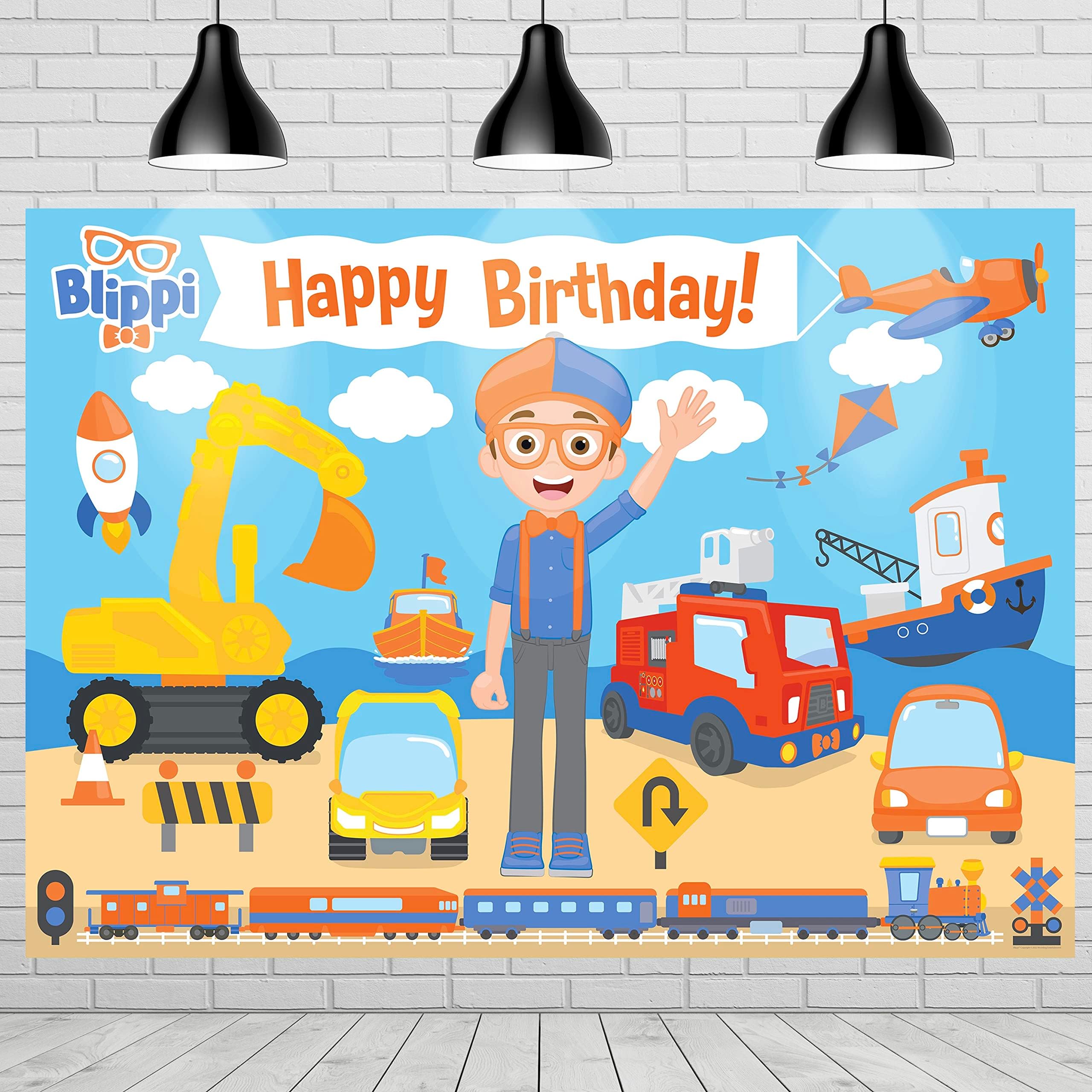 Officially Licensed Blippi Party Supplies - Backdrop Vehicle - 4.25ft Tall x 6ft Wide Birthday Banner - Party Decorations