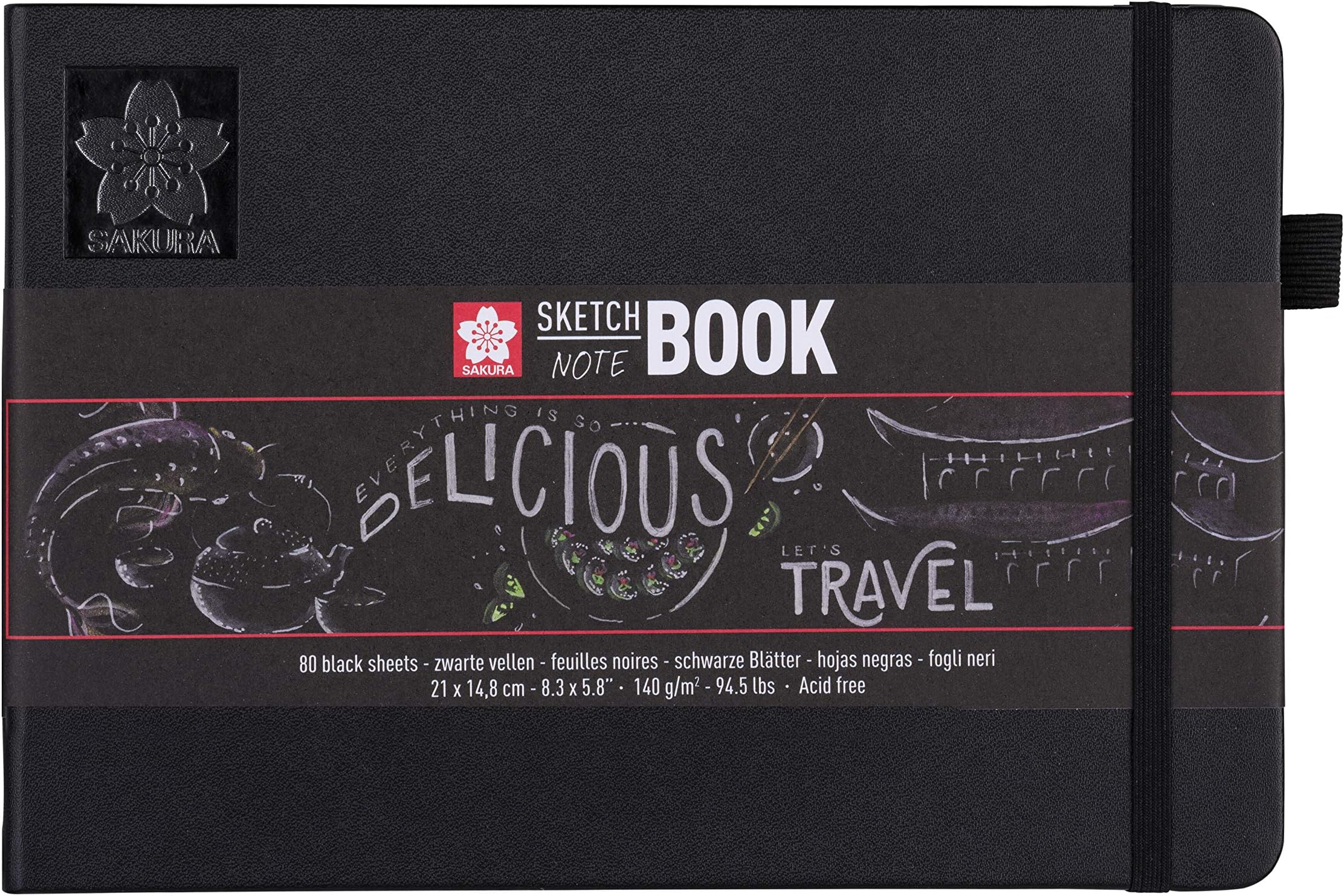 Sakura Sketch Notebook-80 Sheets, Paper, Black Pages, 21 x 14.8 cm