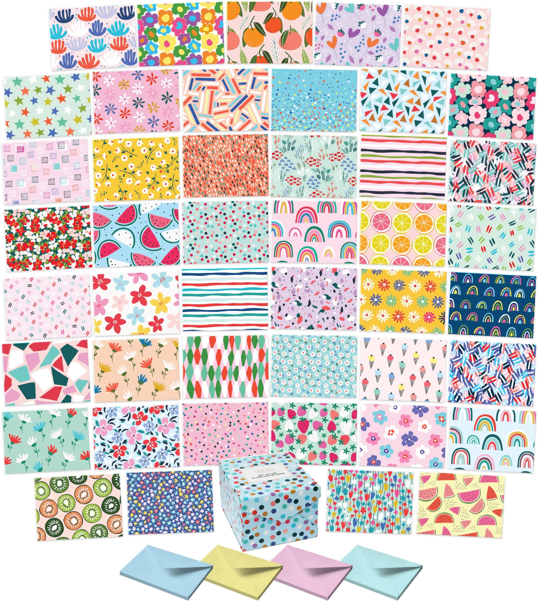 S&O Blank Cards for All Occasions in One Box Set - Blank Notecards for Handwritten Messages - All Occasion Notes Assortment Box with covers - 100 Vibrant Notecards and Envelopes Pack