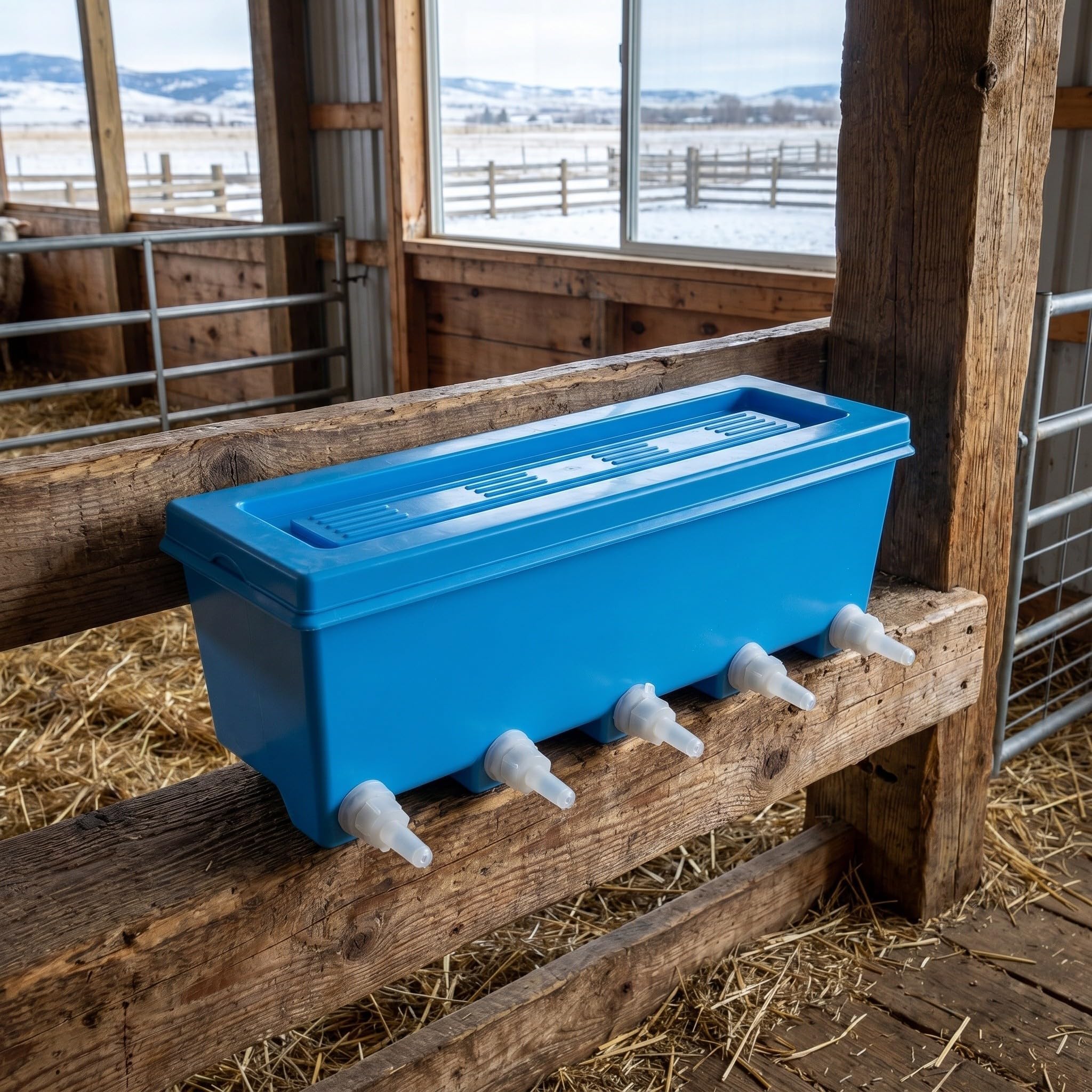 TOYANDONA Alimentatore per Suinetti e Agnelli da 8l con 5 Capezzoli, Montaggio a Parete in Abs Resistente a Basse Temperature per Attrezzature da Bevanda in Stalle Compatte