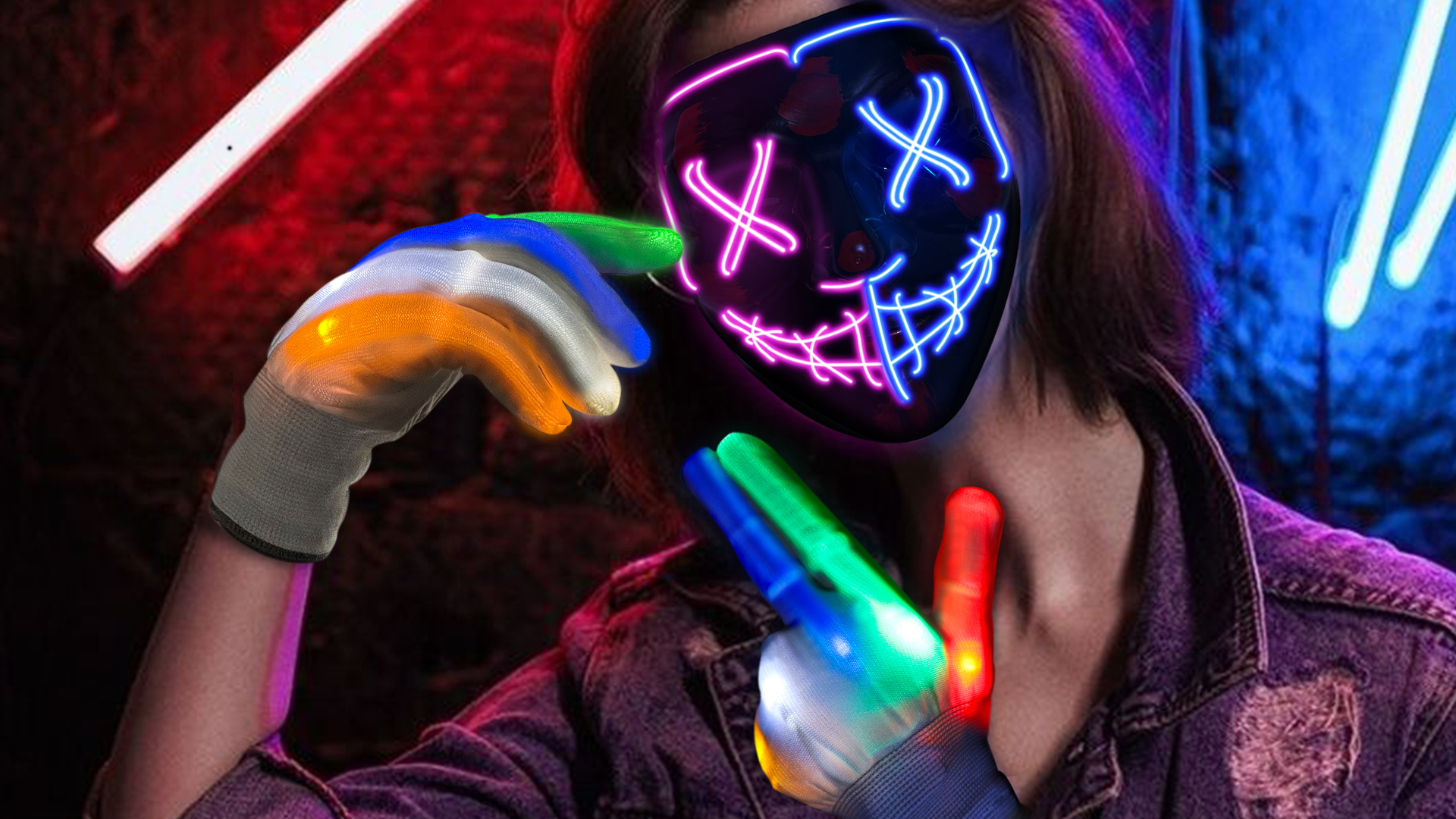 Gants Lumineux Squelette Halloween - Lot De 2 Paires - Effet Glow In The Dark - Noir, Taille Unique Pour Adultes Et Enfants - 9