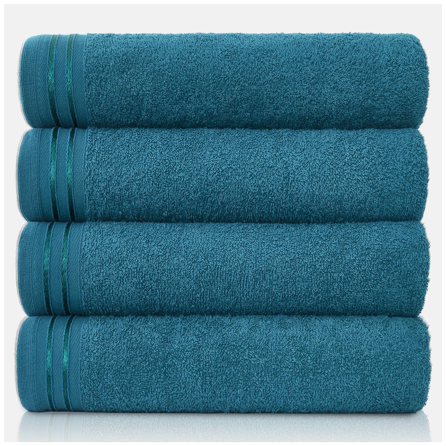 GC GAVENO CAVAILIA Large Towels Bath Sheet - Highly Absorbent Egyptian Cotton Towel Set - 4 Pack Extra Soft Large Bath Towel Teal - Quick Dry Bath Sheets - 450 GSM Washable Towels, 75 x 135 cm