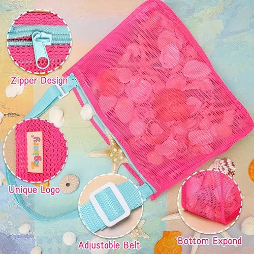Miniatura 9 de Bolsa de playa de malla para niños bolsa de recolección de concha para niños conchas de juguete de arena juguetes de playa accesorios de natación