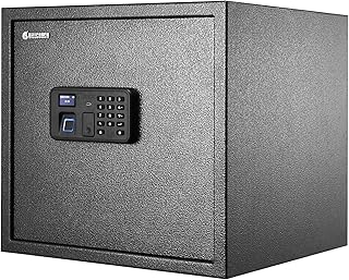BILLCONCH Gun Safe with 6 Pistol Holders - Biometric, Key & App Unlock, Black Iron Safe with LCD Display & Voice Prompt, Removable Shelf & Foldable Gun Racks (1.4 Cubic Feet)