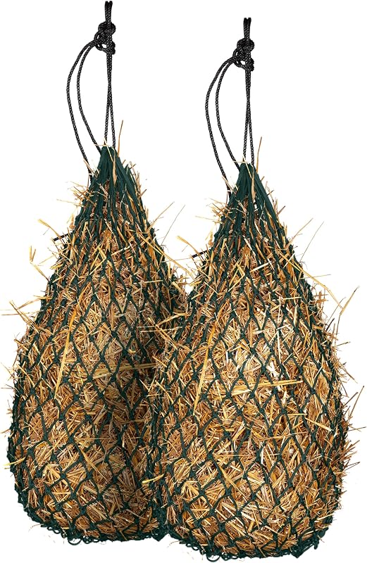 Rede para Feno para Cavalos Majestic Ally, Alimentador Slow Feed de Nylon com Aberturas de 5,08 cm, Ajustável, 106 cm, Pacote com 2