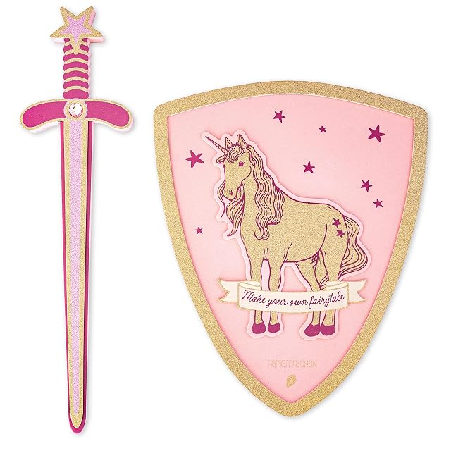 Papierdrachen Espada y escudo unicornio rosa - Make your own fairytale - Disfraz - caballero