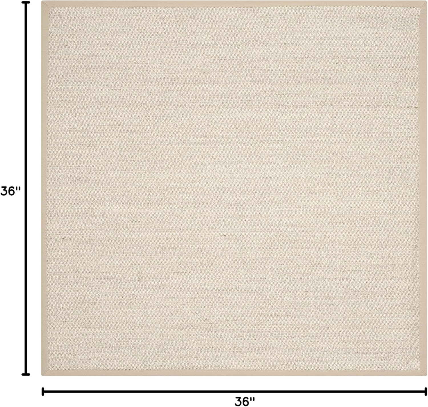 SAFAVIEH Area Rug 3' Square - Natural Fiber Collection - Marble & Linen Color, Sisal, Woven Design with Border (NF143B)